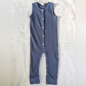 2T NWOT/EUC Kate Quinn Sleeveless Button Sport Jumpsuit Moonlight Blue Rib